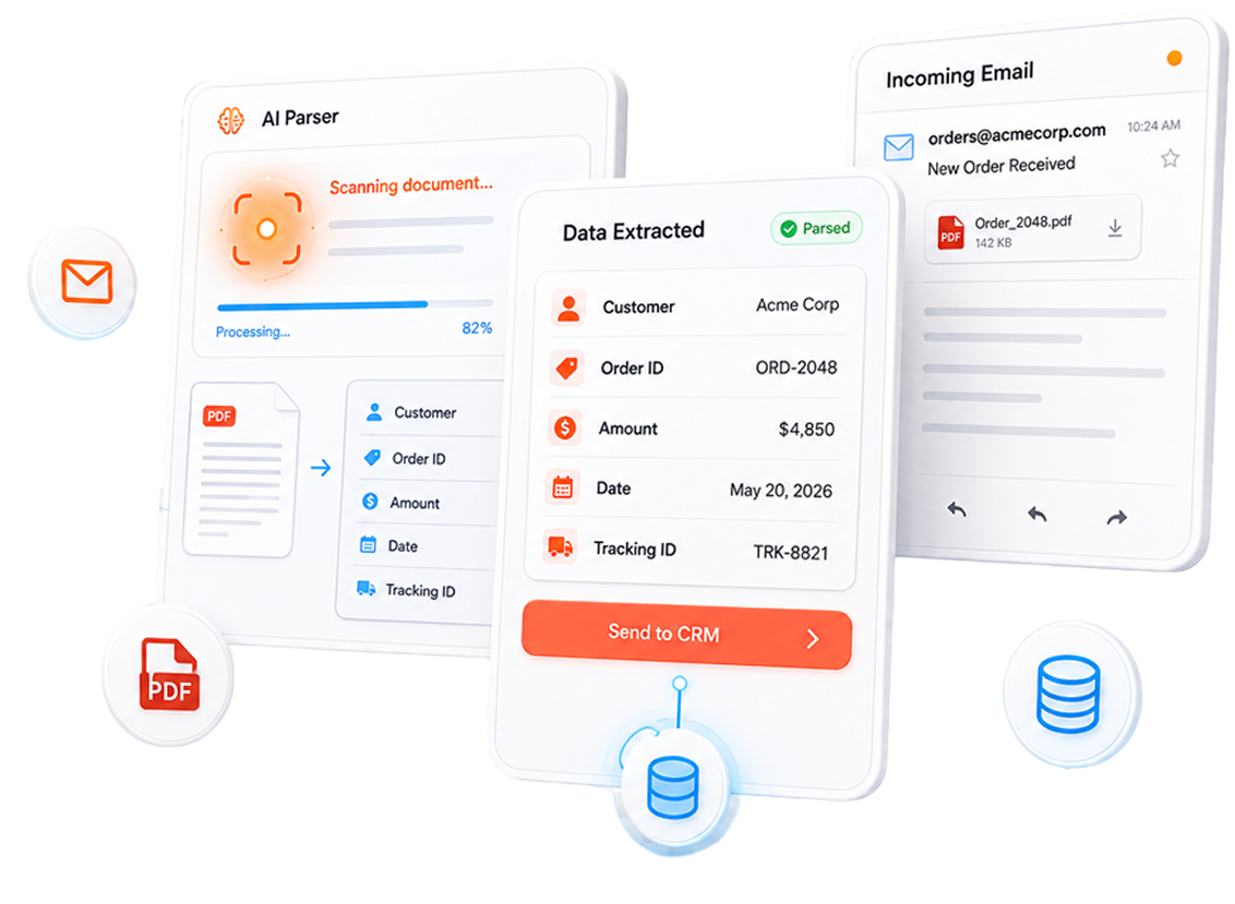 Email parser automatically extracting details from incoming email