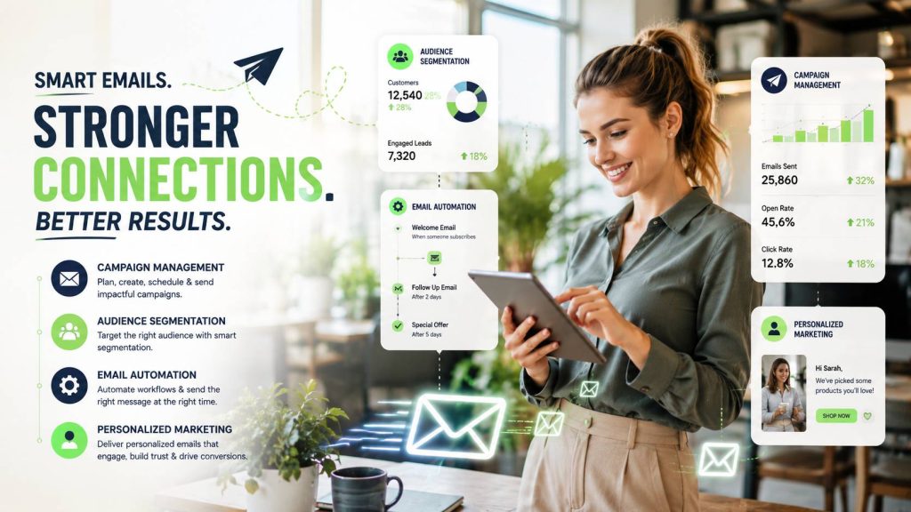 Email Marketing Services with campaign management, audience segmentation, email automation, and personalized marketing