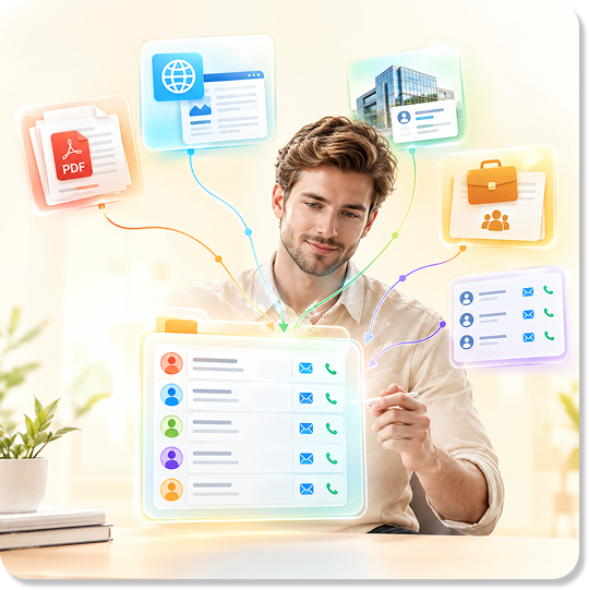 MailsExtract collecting business data from PDFs, websites and company directories