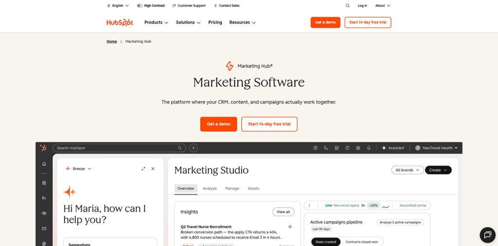 Email Marketing Automation Tools featuring HubSpot Marketing Hub